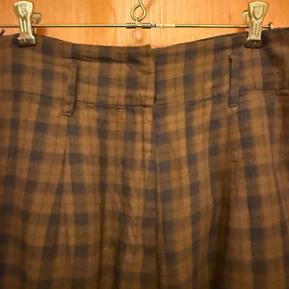ASOS Women’s  Plaid Pants - Brown/ Blue Checkered Barrel Flannel - Picture 5 of 11